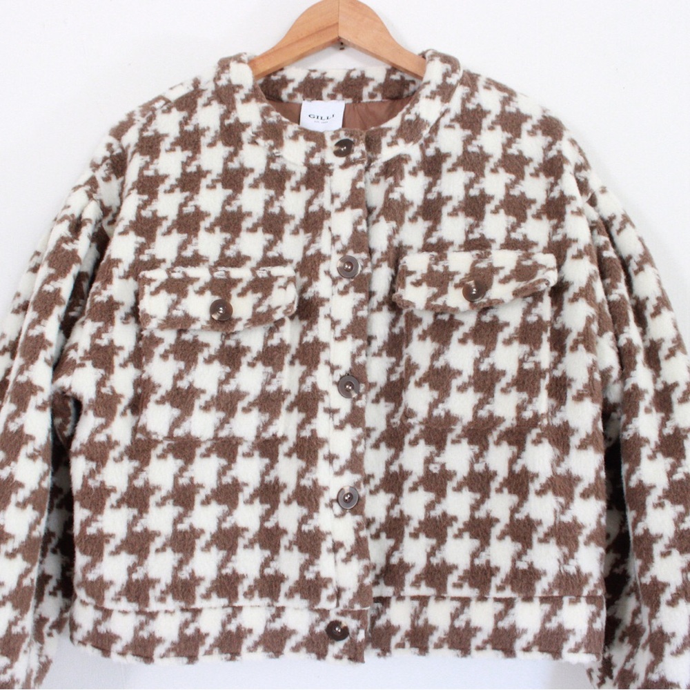 Gilli Houndstooth Shacket Brown - image 4
